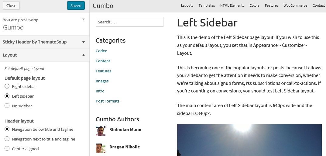 left-sidebar-customizer